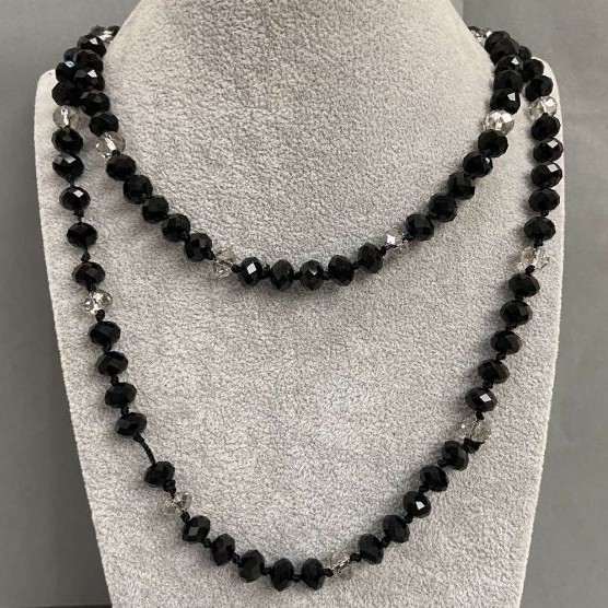 Collier long en cristal tchèque, longueur 120 cm+