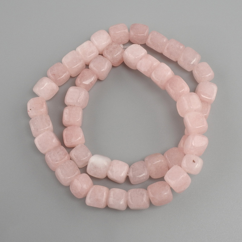 Perles cube rose, diamètre 8 mm, longueur 38 cm ±