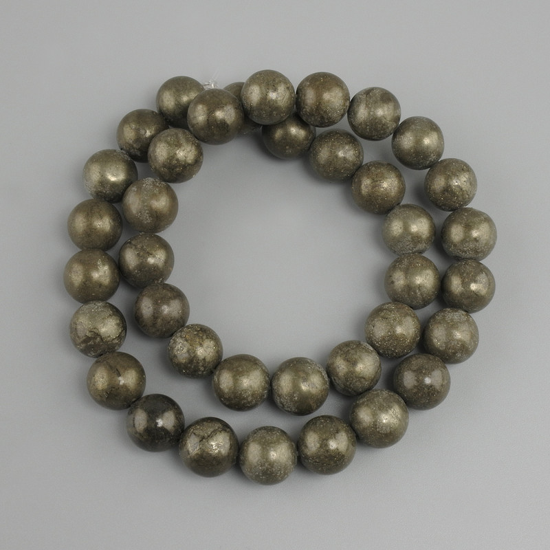 Perles Pyrite boule lisse, diamètre 10,5mm+-, longueur 38cm +