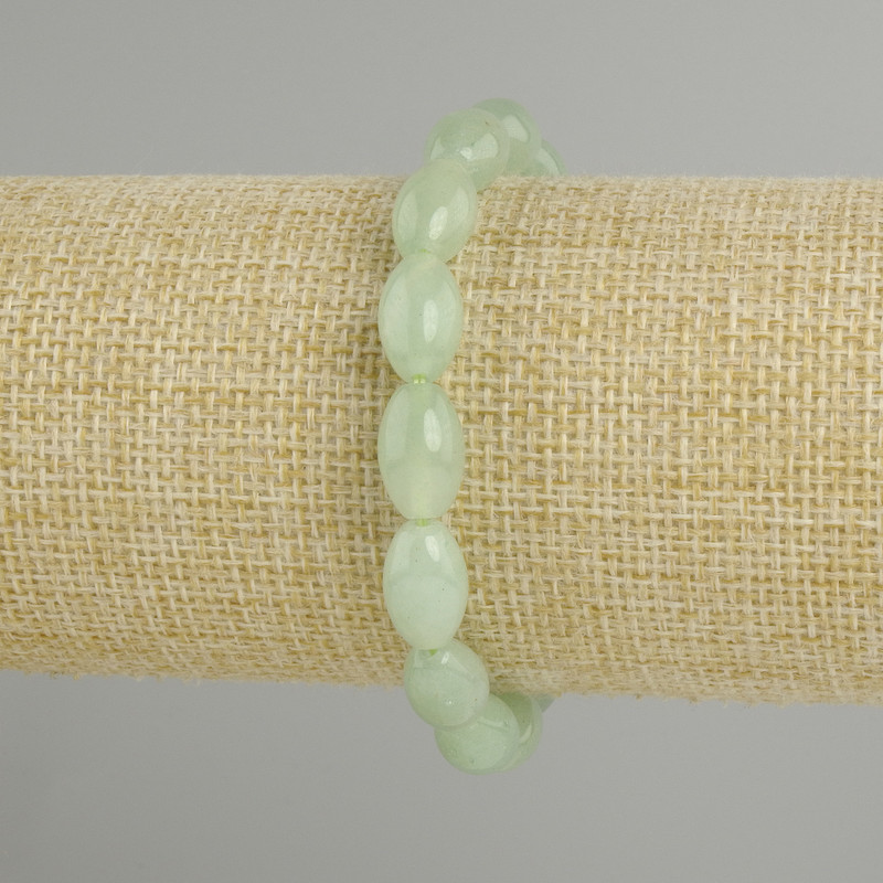 Bracelet en jadeïte grain, dimensions 12,5×8 mm, longueur 18 cm ± élastique