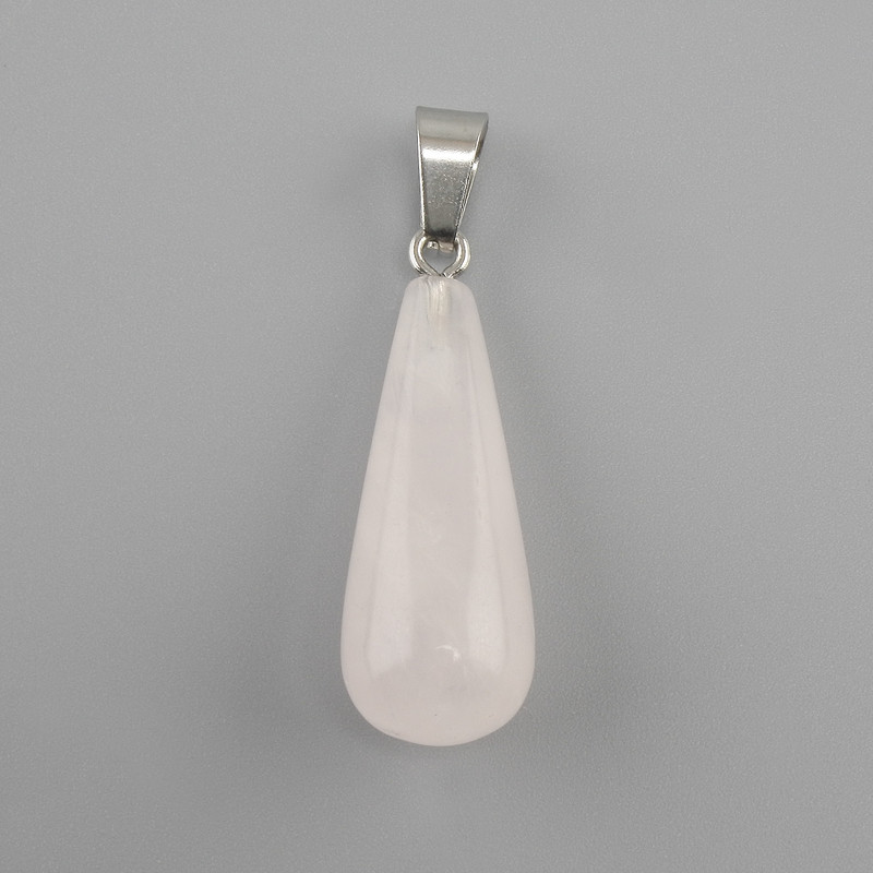 Pendentif Goutte en quartz rose 10x26x36 mm+