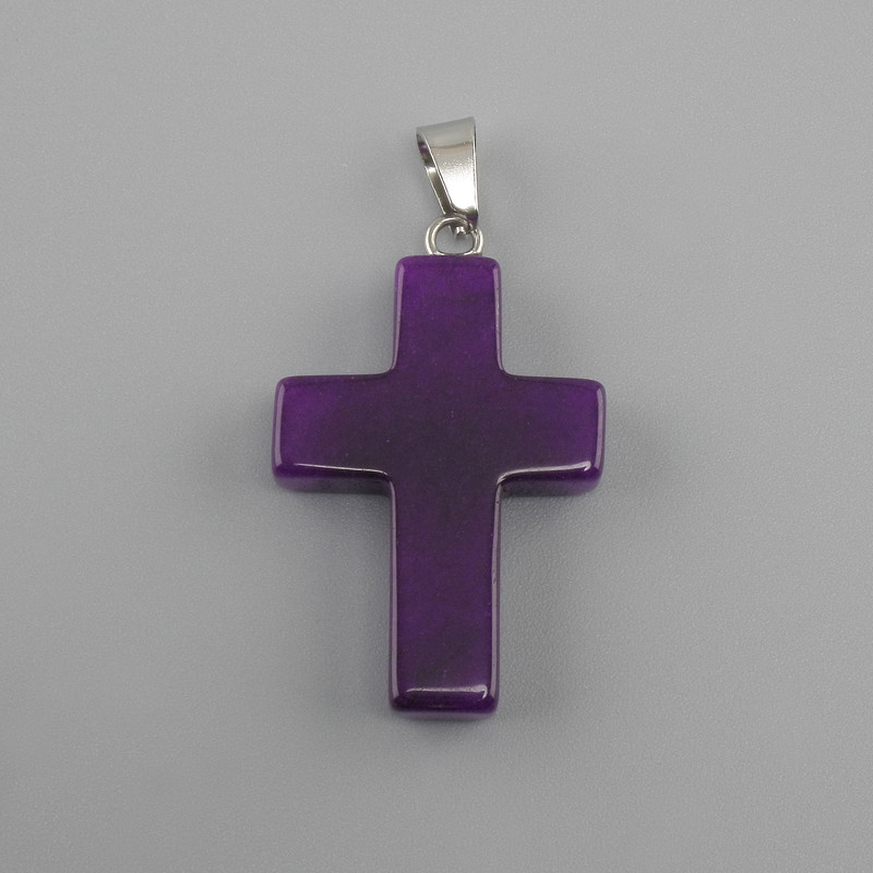 Pendentif croix en sugilite 18 × 26 × 34 mm+