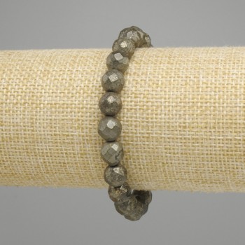  Bracelet Pyrite perle facettée 8 mm, longueur 18 cm ± élasthique