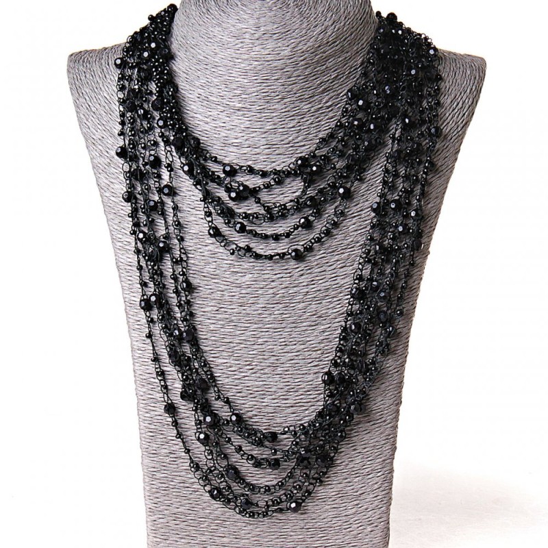 ( 140 cm ) Collier araignée noir avec pendentifs ronds