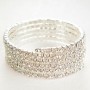 Bracelet spiralé à cinq tours, strass blancs, circonférence 18–22 cm