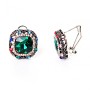 Boucles d'oreilles Arc-en-Ciel carrées de 2,3 cm avec strass et cristal vert