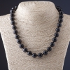Collier en obsidienne soleil, boule lisse, diamètre 12 mm, longueur 48 cm