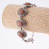 Soldes. Bracelet en aventurine « Sable doré », monture « point croix », pierres ovales 22×18 mm, 7 pierres, longueur 20–22 cm