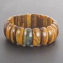 Bracelet œil de tigre à élastique, maillons rectangulaires 2,5 × 1,2 cm