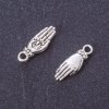 Pendentif paume avec rose couleur argentée, L 18×6 mm, conditionnement 20 g ± 24 pièces