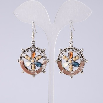 Boucles d'oreilles «Fleur des souhaits» cappuccino, série «Pourpre», longueur 5 cm
