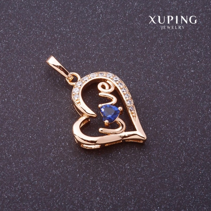 Pendentif Xuping Love pierre bleue couleur or 27 × 16 mm
