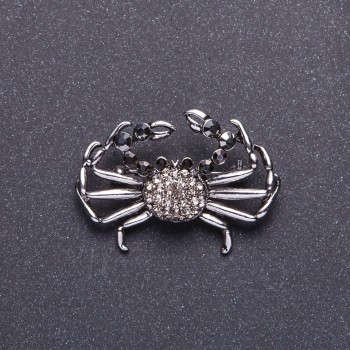 Broche Crabe diamanté couleur argentée 4×2,7 cm