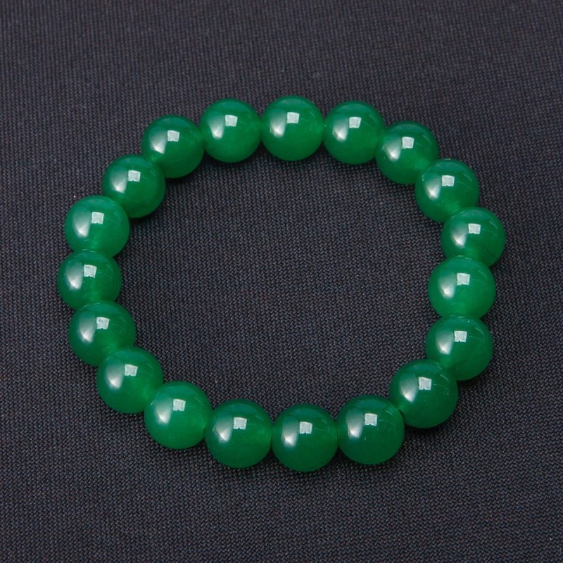 Bracelet chrysoprase, billes lisses de 10 mm sur élastique