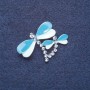 Broche « Libellule » émail grossier couleur métal argenté 4 × 2,5 cm