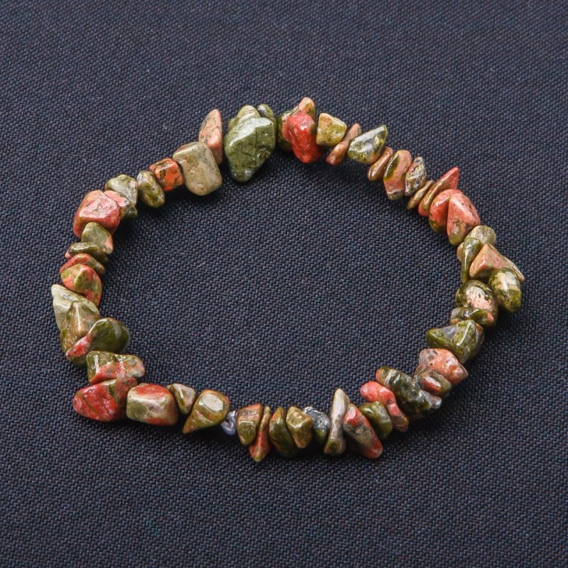 Bracelet en héliotrope, éclats sur élastique