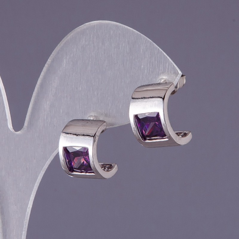 Boucles d'oreilles avec cristaux violets 13×9 mm