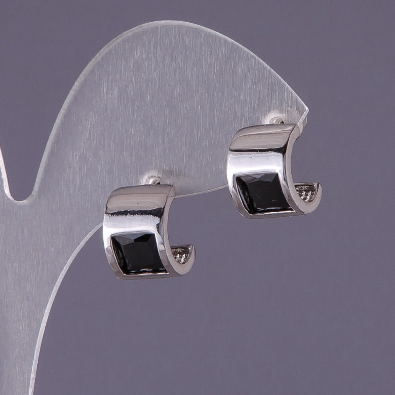 Boucles d'oreilles avec cristaux noirs 13 × 9 mm