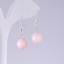 Boucles d'oreilles en quartz rose, boules de 12 mm