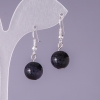 Boucles d'oreilles en aventurine «Sable Bleu Nuit du Caire» — bille lisse, diamètre 12 mm, longueur 3 cm