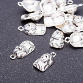 Fourniture: pendentif «Casquette», diamètre 10 mm, longueur 19 mm, trou de 3 mm, emballage 20 g ± 15 pièces