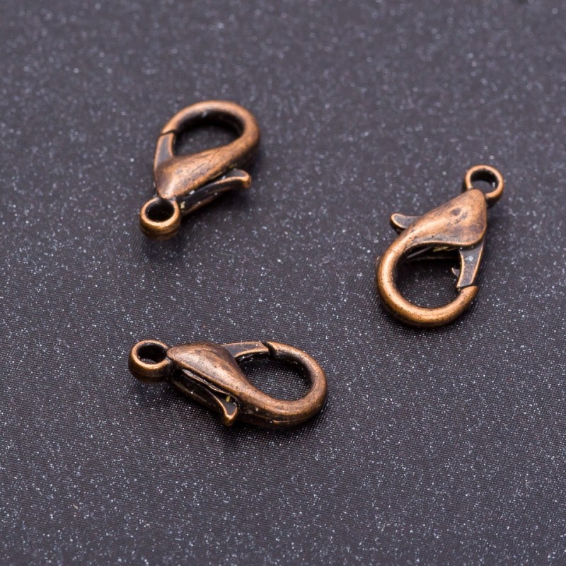 Prix par lot / 10 pcs. Fermoir en cuivre 16×8 mm