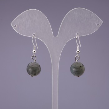 Boucles d'oreilles en labradorite, boule de 14 mm