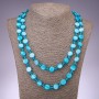Collier long en nacre bleu clair, perles-disques, 120 cm