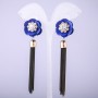 Boucles d'oreilles Kititsi fleur bleue en chaînes, longueur 90 mm