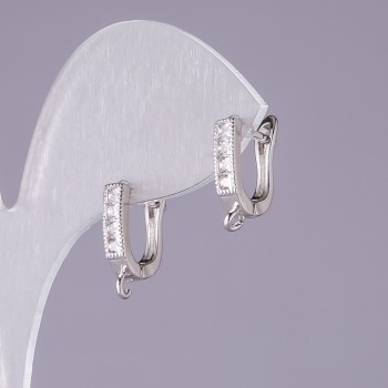 Crochets d'oreille 14 × 3 mm avec bande de strass