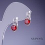 Boucles d'oreilles Xuping avec cristaux rouges 16x8 mm, placage rhodium