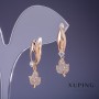 Boucles d'oreilles Xuping «Feuilles» avec strass blancs 25×5 mm, dorure 18K