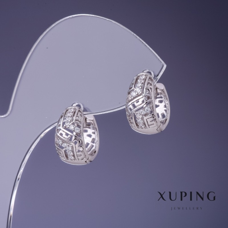 Boucles d'oreilles Xuping dorure au rhodium 14×8 mm