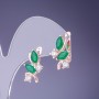 Boucles d'oreilles à cristaux verts 19×12 mm, métal doré