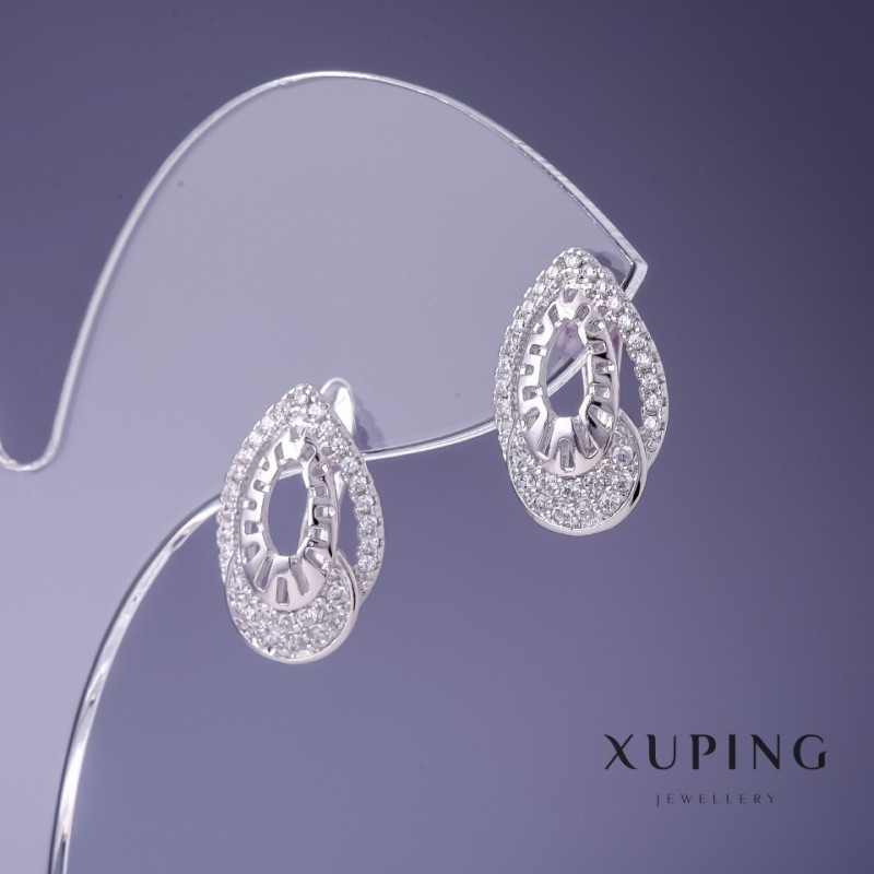 Boucles d'oreilles Xuping rhodié 10×17 mm