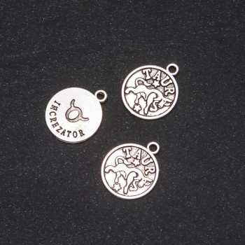 Fourniture: pendentif Zodiaque Taureau, diamètre 17 mm, conditionnement 20 g ± 14 pièces