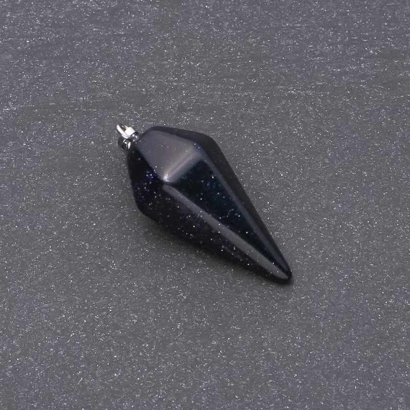 Pendentif « pendule » Aventurine bleue « Nuit du Caire » 40×30×13 mm