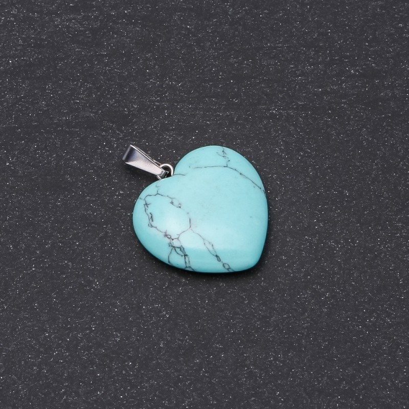 Pendentif cœur « Turquoise verte pressée » 19×19×26 mm