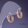 Boucles d'oreilles Xuping 15×8 mm «dorure 18K» avec strass blancs