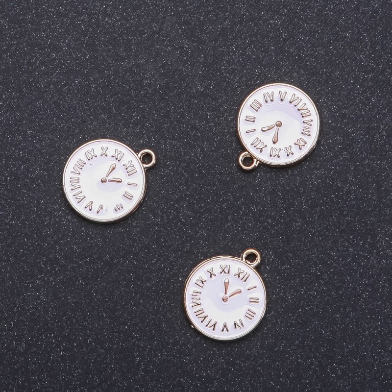 Pendentif «Horloges» avec émail blanc et doré