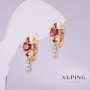 Boucles d'oreilles Xuping avec pierre rouge 20×10 mm dorure 18K