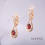Boucles d'oreilles Xuping avec pierre rouge 25 × 8 mm plaqué or 18K