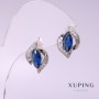 Boucles d'oreilles Xuping avec pierre bleue 11×16 mm rhodium