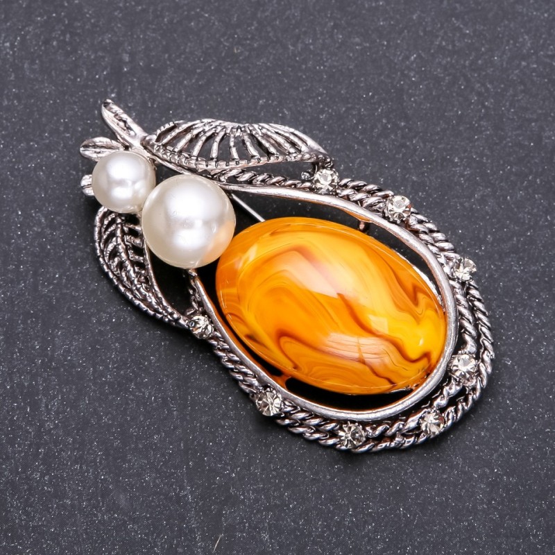 Broche forgée «Ambre» 62×32 mm métal gris