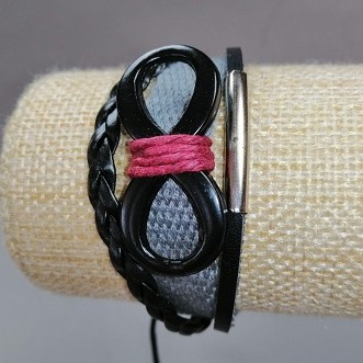 Bracelet enfant «Infini» gris à cordon réglable