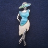 Broche-pendentif «Dame avec nacre et haliotis» 80 × 30 mm +