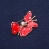 Soldes ! Broche Papillons émaillée couleur rouge 32 × 26 mm métal jaune