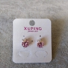 Clous d'oreilles Xuping «Cœur avec pierre lilas», diamètre 11×9 mm, plaqué rhodium