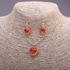 Ensemble «Cœur» multicolore rouge et jaune, pendentif 19×16 mm et boucles d'oreilles 27×13 mm, longueur 50 cm