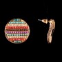 Boucles d'oreilles à clous «Pièces», strass colorés, métal doré, 25 mm